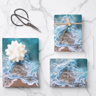 Strandshoreline-Wellen dekoupage Geschenkpapier Set