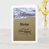 STRANDSIGN SAGT GLÜCKLICH BIRTHDAY SISTER KARTE (Gelbe Blume)