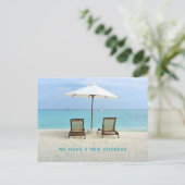 Strandsitze Neue Ankündigung Postkarte (Stehend Vorderseite)