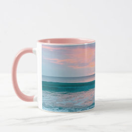 Strandsonnenaufgang blau pink grün zwei Töne Tasse