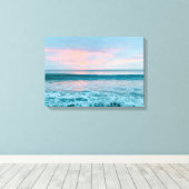 Strandsonnenaufgang Blau Rosa grüne Leinwand Kunst (Insitu (Holzboden))