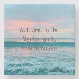 Strandsonnenaufgang Blau Untersetzer personalisier