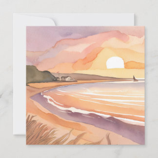 Strandsonnenuntergang | Schöne Aquarellmalerei Karte