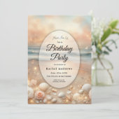 Strandsparkle und Sunset Dreams Geburtstagsparty Einladung (Stehend Vorderseite)