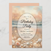 Strandsparkle und Sunset Dreams Geburtstagsparty Einladung (Vorne/Hinten)