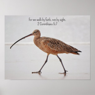 Strandspaziergang Bird and Bible Verse Art Poster