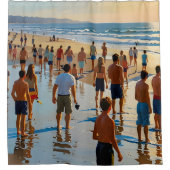 Strandspaziergang Duschvorhang (Vorderseite)