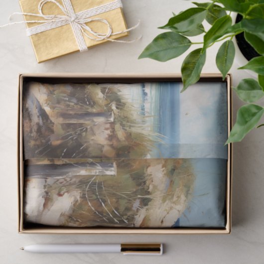 Strandspaziergang Küstenlandschaft Malerei Decoupa Seidenpapier (Geschenk)