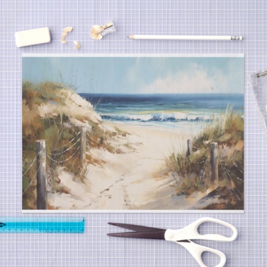 Strandspaziergang Küstenlandschaft Malerei Decoupa Seidenpapier (Handwerk)