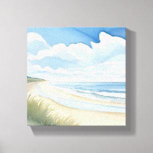 Strandspaziergang   Küstenozean-Aquarell Leinwanddruck