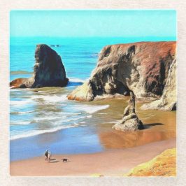 Strandspaziergang mit Hund im Face Rock Park in Ba Glasuntersetzer