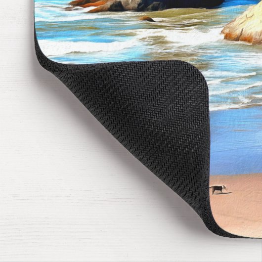 Strandspaziergang mit Hund im Face Rock Park in Ba Mousepad (Ecke)