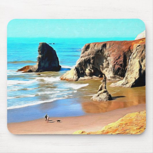 Strandspaziergang mit Hund im Face Rock Park in Ba Mousepad (Vorne)