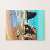 Strandspaziergang mit Hund im Face Rock Park in Ba Puzzle (Horizontal)