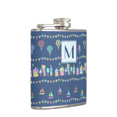 Strandstädtchen Segelboote und Wimpel Monogramm Flachmann (Rechts)