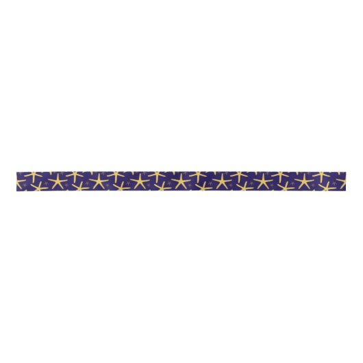 Strandstar Gemustert Navy Blue Satinband (Vorderseite)