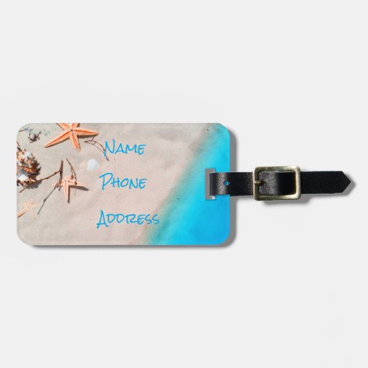 StrandStarfishSeashell Sandys tropischer Gepäckanhänger (Vorderseite horizontal)