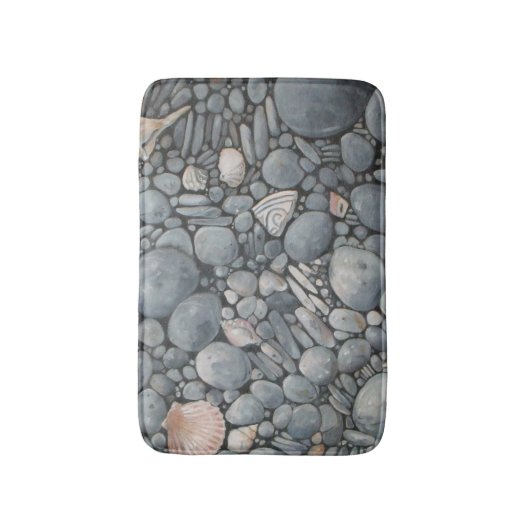 Strandsteine Muscheln Kies Felsen Malerei Badematte (Vorderseite Vertikal)