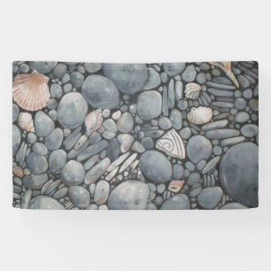Strandsteine Muscheln Kies Felsen Malerei Banner