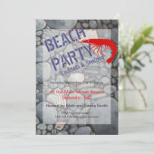 Strandsteine Muscheln Kies Felsen Malerei Einladung (Stehend Vorderseite)