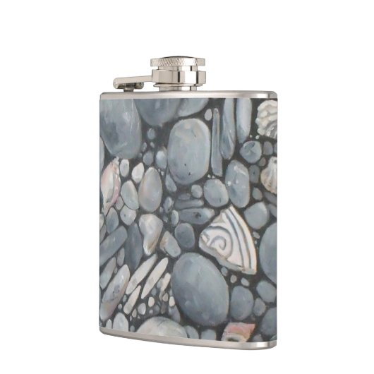 Strandsteine Muscheln Kies Felsen Malerei Flachmann (Links)