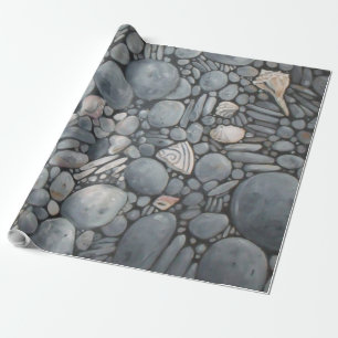 Strandsteine Muscheln Kies Felsen Malerei Geschenkpapier