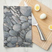 Strandsteine Muscheln Kies Felsen Malerei Geschirrtuch (Viertel Falte)