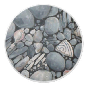 Strandsteine Muscheln Kies Felsen Malerei Keramikknauf
