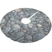 Strandsteine Muscheln Kies Felsen Malerei Polyester Weihnachtsbaumdecke (Schrägansicht)