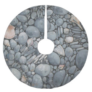 Strandsteine Muscheln Kies Felsen Malerei Polyester Weihnachtsbaumdecke
