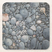Strandsteine Muscheln Kies Felsen Malerei Rechteckiger Pappuntersetzer (Vorderseite)