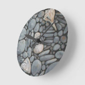 Strandsteine Muscheln Kies Felsen Malerei Runde Wanduhr (Winkel)