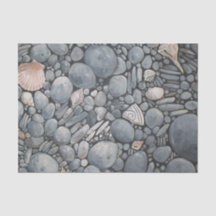 Strandsteine Muscheln Kies Felsen Malerei Seidenpapier