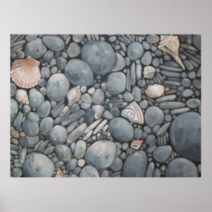Strandsteine Muscheln Kieselsteine Felsen Malerei  Poster