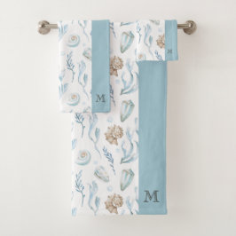 Strandstil Maritime Küstenmonogramm Badhandtuch Set