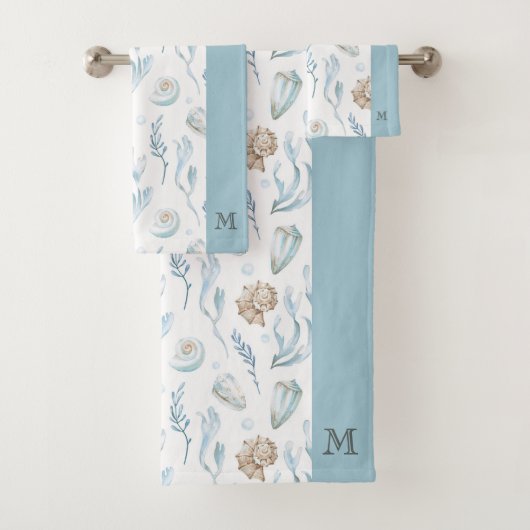 Strandstil Maritime Küstenmonogramm Badhandtuch Set (Insitu)