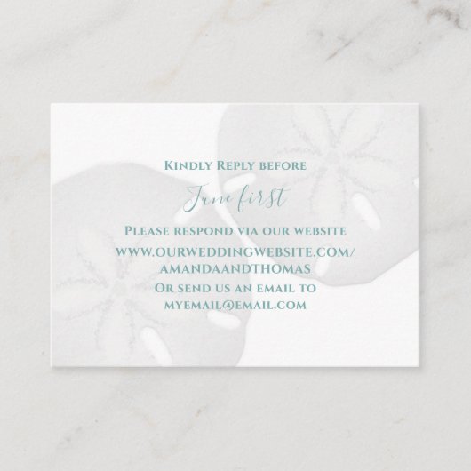 Strandstrand Sand Dollar über Website Details Begleitkarte (Vorderseite)