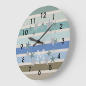 Strandstreifen und Starfish Große Wanduhr (Winkel)