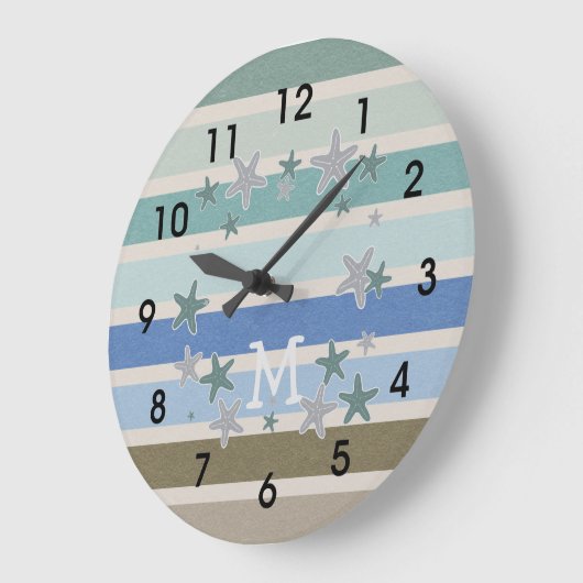 Strandstreifen und Starfish Große Wanduhr (Winkel)