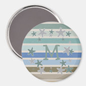 Strandstreifen und Starfish Monogramm Magnet (Vorderseite/Rückseite)