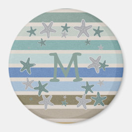 Strandstreifen und Starfish Monogramm Magnet