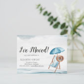 Strandstuhl, Parasol neue Adresse Ankündigung (Stehend Vorderseite)