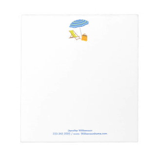 Strandstuhl Regenschirm Tropischer Sommer Streifen Notizblock