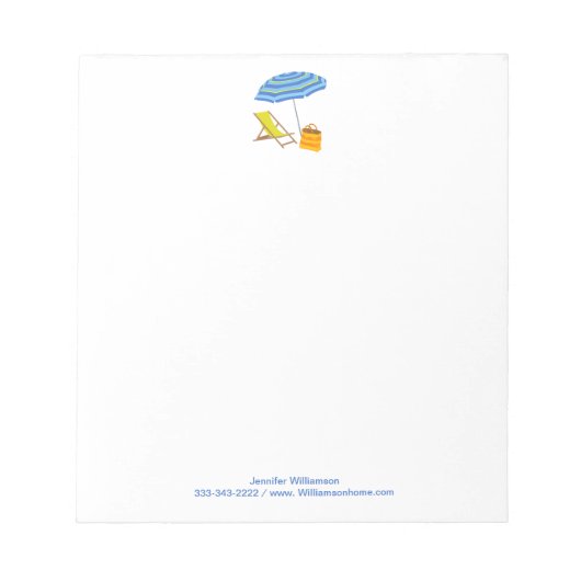 Strandstuhl Regenschirm Tropischer Sommer Streifen Notizblock (Vorderseite)