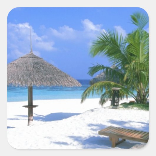 Strandstuhl - Sommer Bliss Quadratischer Aufkleber (Vorderseite)