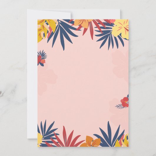 Strandstuhl, Sonnenschirm, Palm-Blätter Hibiskus Einladung (Rückseite)