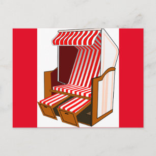 Strandstuhl Thema Rot & Weiß Postkarte