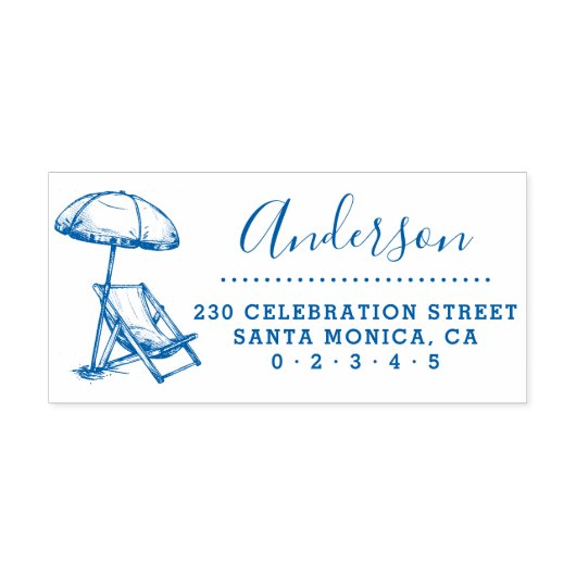 Strandstuhl und Schirmherrschaft Name Rücksendeadr Permastempel (Design)