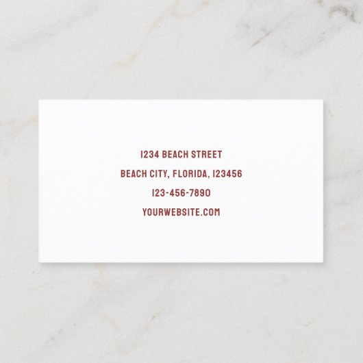 Strandstühle Brown White Rustikal Visitenkarte (Rückseite)