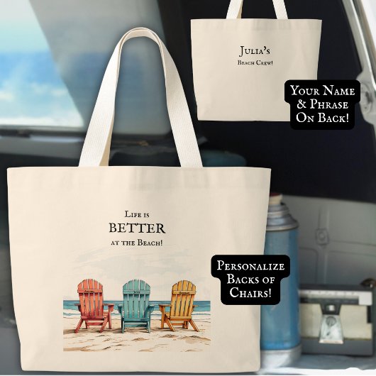 Strandstühle in Aquarellfarben Personalisiert Jumbo Stoffbeutel